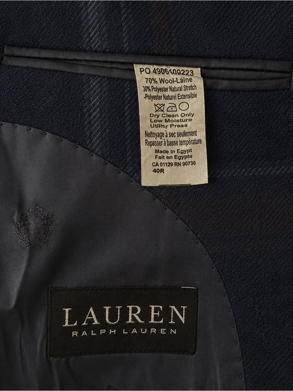 Lot 2 Ralph Lauren Mens Blue Brown Windowpane Sport Coat Blazer Wool Blend 40R - Picture 11 of 11